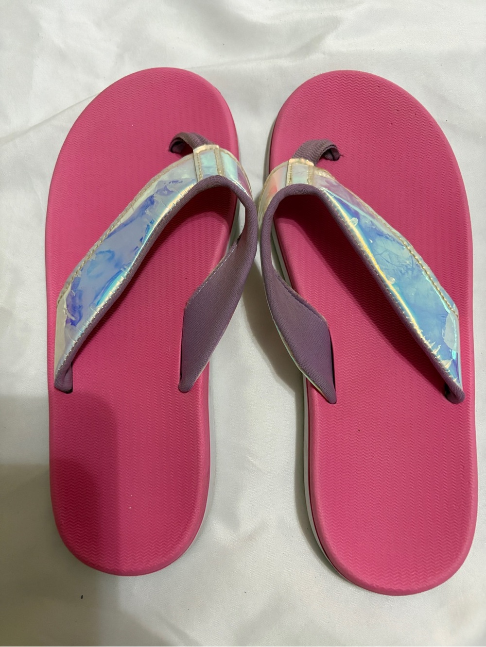 wonder nation Pink Flip Flop Sandals with Iridescent Straps